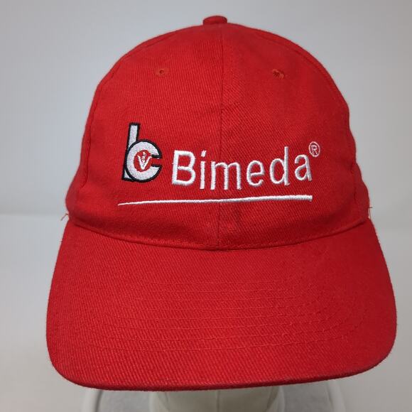 Bimeda Slideback Baseball Cap Red One Size Adjustable Embroidered Vented Holes - Picture 2 of 8